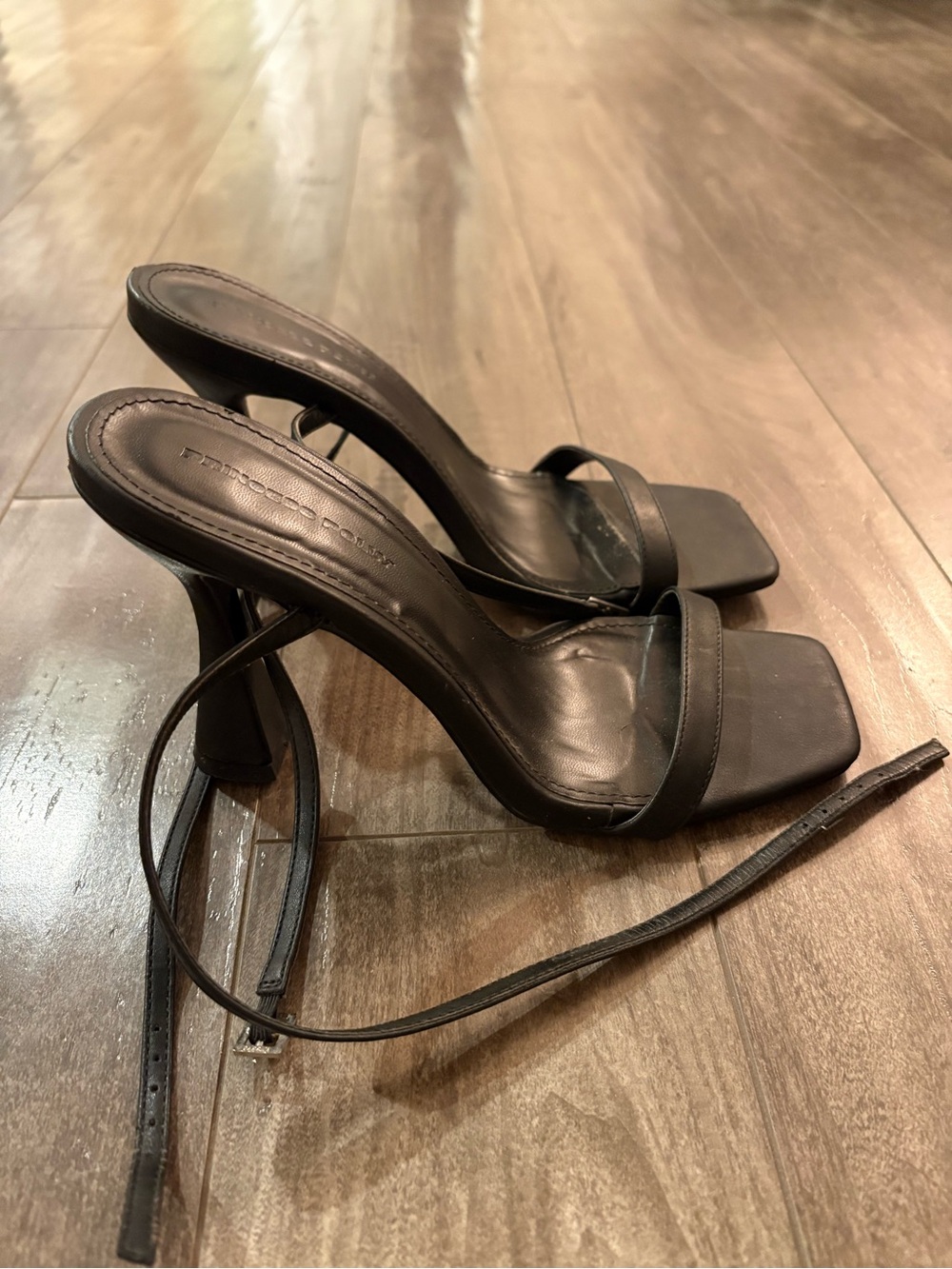 Princess Polly Black Strappy Square-Toe High Heel Sandals